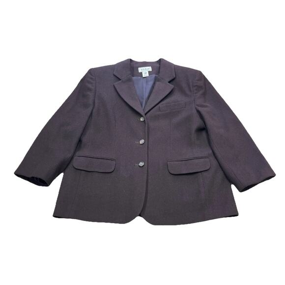 Vintage LL Bean Wool Cashmere Blend Blazer Jacket Women's 12P Petite Career - Picture 1 of 12